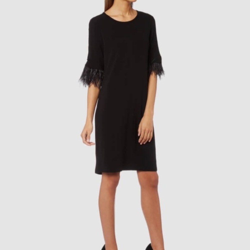 Michael Kors Black Dress with Feathered Sleeves